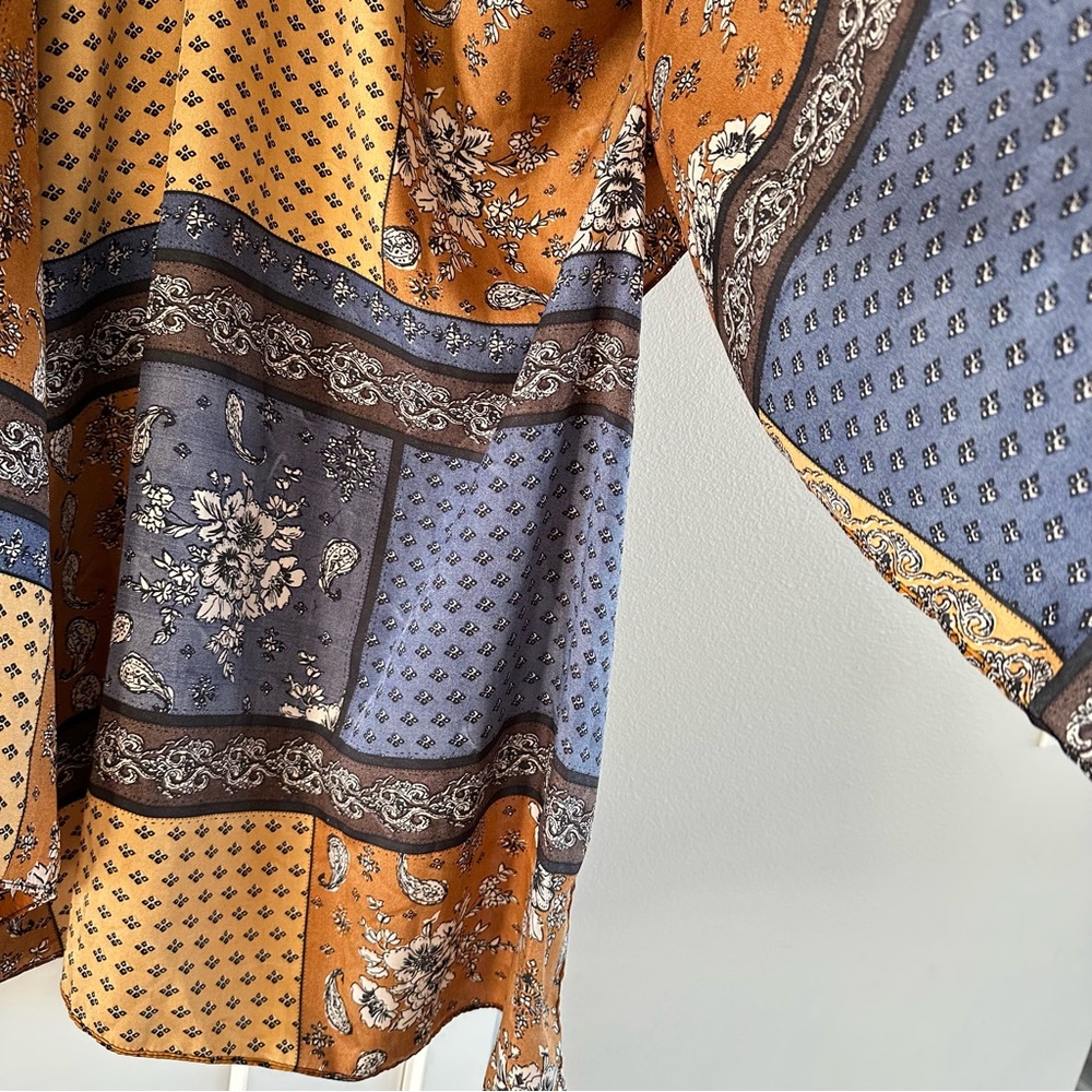 Free People Patchwork Floral Kimono in Mustard and Navy - Picture 7 of 8